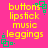 Pixelated yellow text lists four words on bright pink background with green square patterns, arranged in a of identical