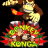 Pixelated 48x48 static icon of a cartoon character with brown hair and yellow face, wearing red shorts, holding a drumstick above green-yellow drums with red accents on black background.