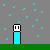 Animated sequence showing two pixelated figures transitioning from rainy to sunny weather while moving closer together.