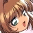 A 48x48 pixel buddy icon featuring a close-up of an anime-style character's face on the left and text elements on a black background to the right, arranged in a contact sheet layout with two visible frames.