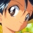 A split-frame contact sheet showing an anime-style character's eye on the left and pixelated text on a black background on the right, with visible dithering and low-resolution rendering artifacts.