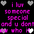 Pixelated text in bright pink on black background with alternating gray and white heart icons, repeating 'i luv someone special and u dont' phrase.