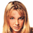 A 48x48 pixel animated contact sheet showing two frames of a Britney Spears-themed buddy icon with green text branding on the right side.