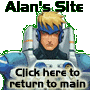 Pixelated character in blue and white armor with blonde hair and blue headband, two versions with different text prompts below.