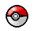 Pixelated red and white spherical object with a silver button, displayed in multiple states showing rotation or animation frames.