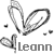 Static grayscale buddy icon featuring a stylized paperclip with heart-shaped loops and the text "Leonn" below, surrounded by small pixelated dots on a transparent background.