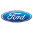 Blue oval-shaped logo with white cursive text reading 'Ford' on a gray background.