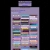 A vertical contact sheet of 48 distinct color swatches arranged in six columns and eight rows on a light purple background with a small rectangular header at the top.