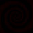 Four dark brown spiral patterns arranged in a on black background, each with concentric circular lines forming clockwise rotation