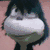 Pixelated anime-style character with dark hair and a neutral expression, paired with blue 'JoJo Fan!' text on brown background.