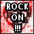 A pixelated heart-shaped icon with red and white background, displaying "ROCK ON" text in top-left frame that disappears in subsequent frames.