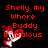 Red pixelated text on black background with a pixelated character partially visible below the text.