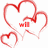 Red heart outlines with text phrases 'will', 'you be my', and 'VALENTINE?' on white background.