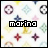 Animated contact sheet of a 48x48 pixel buddy icon featuring the name 'marina' over a repeating multicolor Louis Vuitton monogram pattern with frame-to-frame color variations in text and background elements.