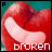 A 4x4 contact sheet of animated frames showing a red broken heart with a white bandage, displaying sequential text phrases about scars and healing.