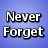 Blue background with white pixelated text reading "Never Forget" on the left and "June 16th" on the right.