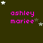 Dark green background with pink text 'ashley mariee' repeated in a , white and gray stars scattered around