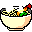 Pixelated bowl of ramen with shrimp, green onions, and white foam on top; three views show varying amounts of foam.