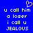 Blue background with white pixelated text reading 'u call him a loser i call u JEALOUS' and a pink heart symbol above the left side of the text.