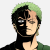 Pixelated character with green-tipped black hair, black mask covering left eye and cheek, light skin, green shirt, static image.