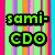 Pixelated text labels in various colors on a striped background with visible animation changes.