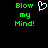 Green pixelated text 'Blow my Mind!' appears on black background with a white heart symbol above the right side of the text.