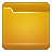 A pixelated folder icon with a gradient fill transitioning from dark brown at the top to bright yellow at the bottom, featuring a white tab on the upper left corner and a brown border.