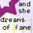 four identical showing a purple star shape and text reading 'and she dreams of fame' with the letter 'f' in 'fame' highlighted in purple