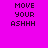 Pixelated text 'MOVE YOUR ASHHH' on bright pink background with yellow highlight bars shifting across lines.
