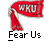 Two identical static frames of a red banner icon with "WKU" text and "Fear Us" label, displayed on gray background in contact sheet layout.