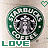 Green circular icon with white text and pixelated coffee cup image, featuring a heart symbol above the right side.