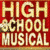A 50x50 pixel animated buddy icon featuring a split design with "HIGH SCHOOL MUSICAL" text on the left and a yellow football helmet graphic on the right, displayed as two sequential frames in a contact sheet layout.