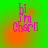 Green background with orange gradient circles and pink text 'bi frn Chasrli' in four showing animation changes