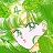 A pixelated image shows a white figure with brown accents against a green background, with a small pink detail on the figure's body.