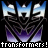 six identical pixelated Transformer symbols with blue and purple gradients, overlaid with repeated text reading "transformers!" in white and light blue