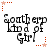 Pixelated text "Southerrp kind of Girl" with red star accents in a , showing animation changes in star positions and text clarity