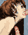 Pixelated anime-style character with brown hair in a black dress performing sequential mouth movements across six frames of an animated contact sheet.