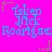 A static image with a bright pink background featuring repeated text and star shapes in blue and green.