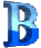 Three vertical of blue gradient 'B' letters on a gray background, each showing a different frame of a subtle animation