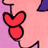 Animated contact sheet showing two frames of a cartoon kissing lips icon with red hearts and pink/purple background.