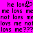 Pixelated text on bright pink background with repeated phrases and a heart symbol replacing 'love' in one instance.