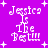 Purple background with white pixelated text reading "Jessica Is The Best!!!" and white plus signs scattered around.