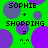 Green background with purple and blue circles, text 'SOPHIE + SHOPPING = ^.^' repeated in two , animated purple circle shifts position between frames