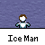 Pixelated Ice Man character in various poses with ice effects and 'CRASH!' text on a purple background.