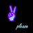 Purple hand making peace sign with light blue palm, repeated in six positions with varying text below each