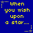 Blue background with yellow pixelated text reading 'When you wish upon a star...' and small stars in various positions.