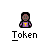 Pixel art character in purple shirt with yellow T, gray background; text and speech bubbles change across frames.
