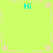 A static image with a bright green background featuring cyan "Hi" text and pink star-like symbols arranged in a pattern