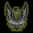 Green and silver pixelated emblem with winged design, text 'Unleash the Beast x3' in green on black background.