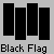 Static pixel art of black vertical bars with five labeled character icons below, each with distinct poses and names